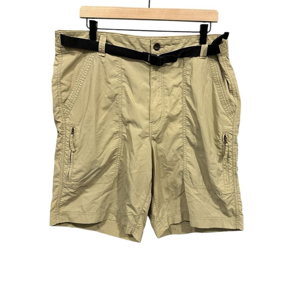 Men’s Chaps Nylon Zip Cargo‎ Shorts Safari Tan Hiking Size 38 9” Inseam